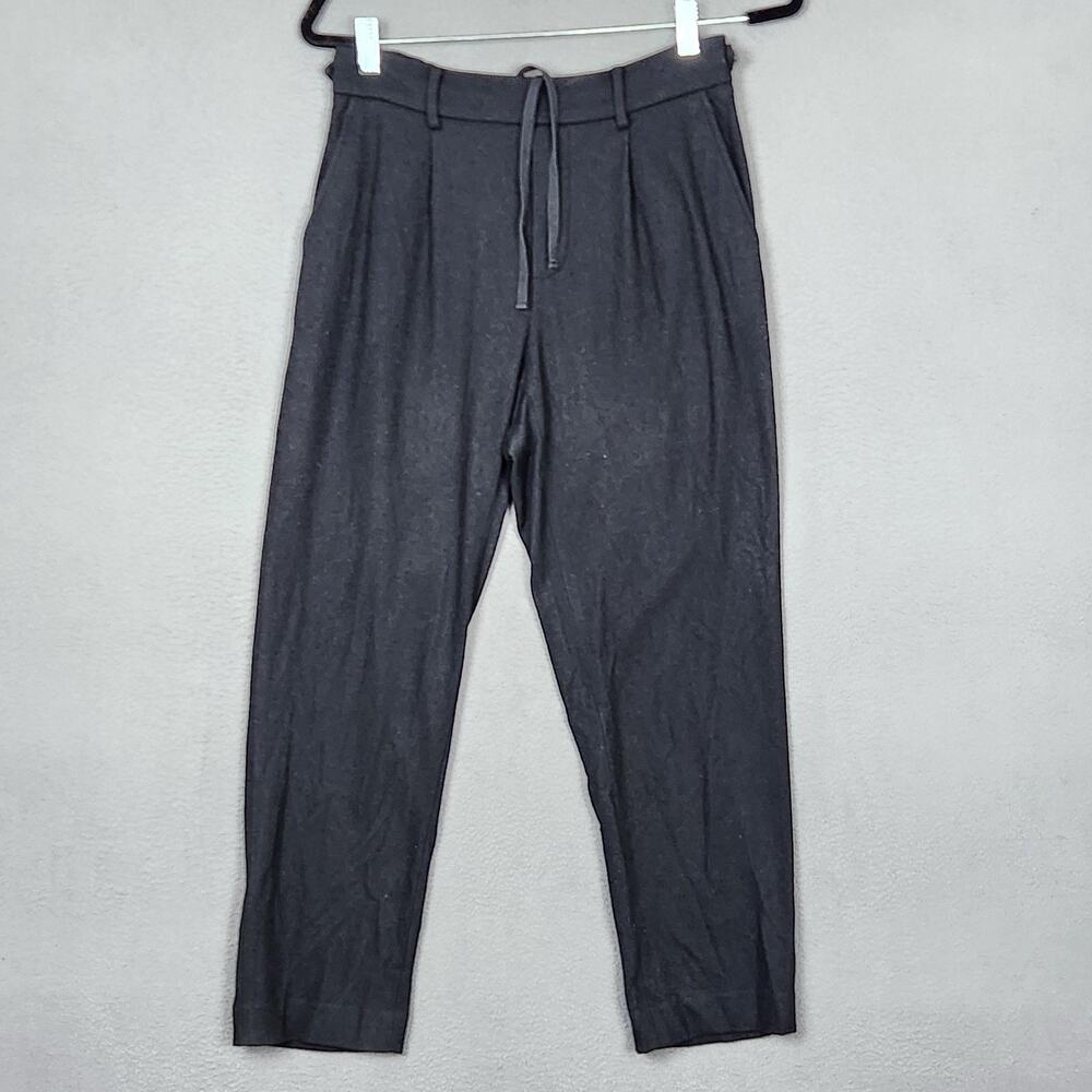 Vince Pants Womens Small Black Wool Nylon Knit Tapered Pleated Pull On Pockets